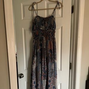 VICI blue patchwork print maxi dress